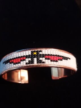 Beaded Southwestern-Style Copper Cuff Bracelet